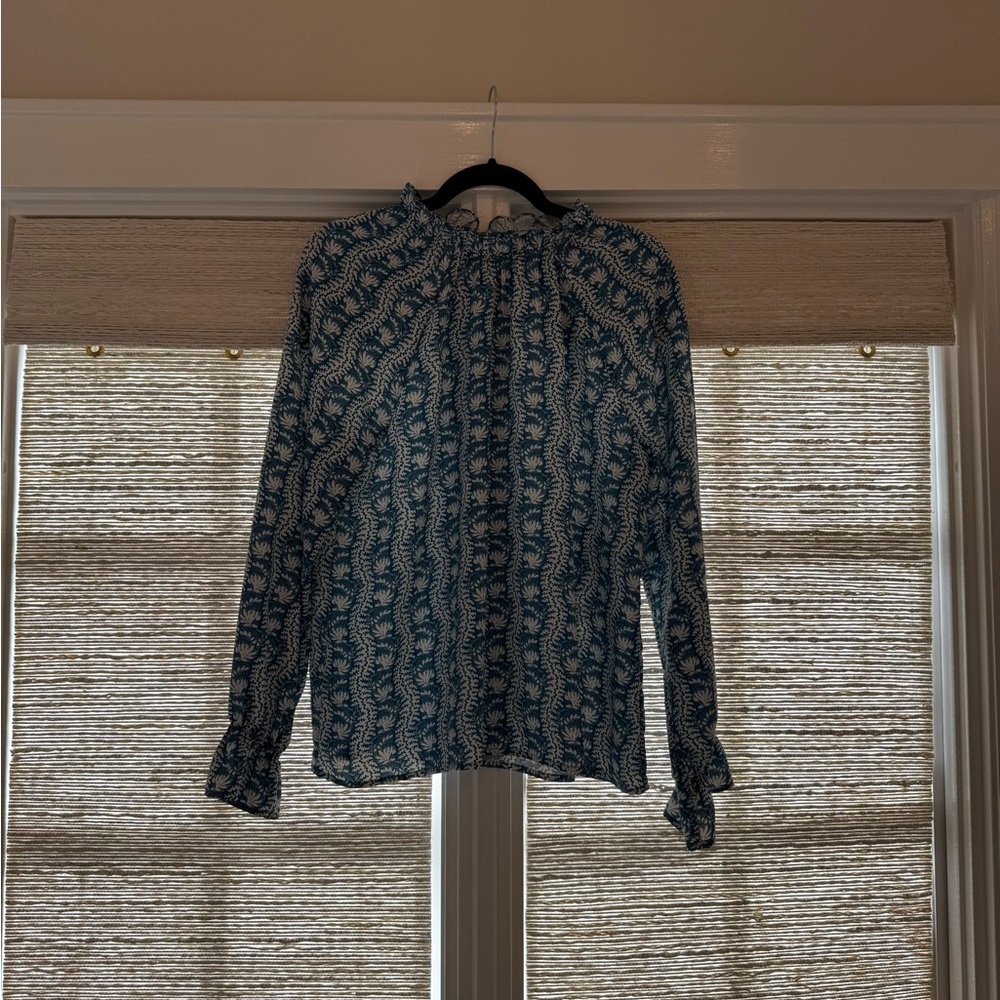Hill House Blue and White Patterned Blouse